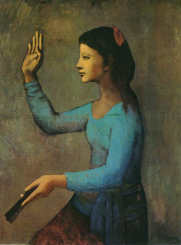 PABLO PICASSO, WOMAN WITH FAN, 1905. PABLO PICASSO, WOMAN WITH FAN,1905.